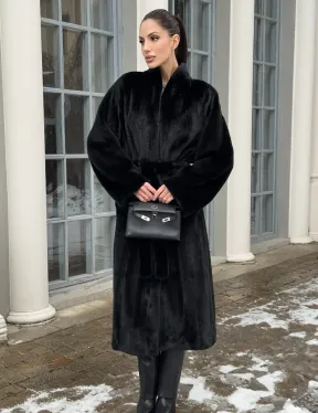 Натуральная женская норковая шуба из аукционного меха норки Blackglama