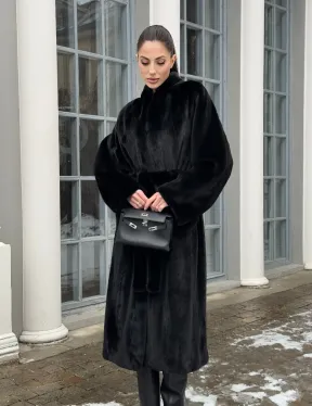 Натуральная женская норковая шуба из аукционного меха норки Blackglama