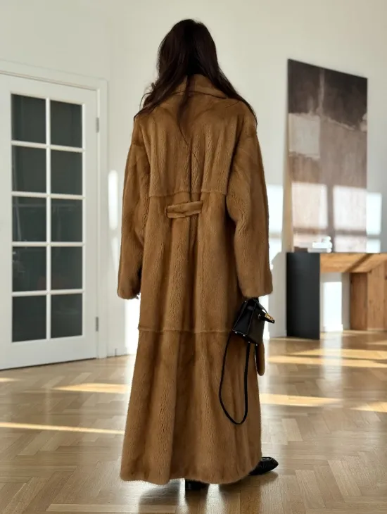 Норковая шуба - кимоно из меха норки premium golg fur со шлицей