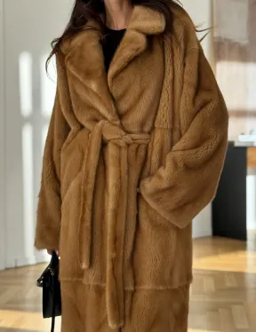 Норковая шуба - кимоно из меха норки premium golg fur со шлицей