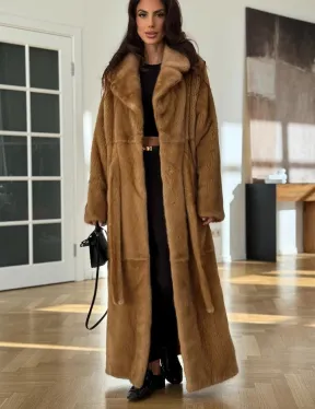 Норковая шуба - кимоно из меха норки premium golg fur со шлицей