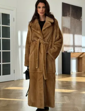 Норковая шуба - кимоно из меха норки premium golg fur со шлицей