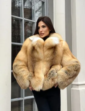 Полушубок из меха альпийской лисы Premium Golden Fox