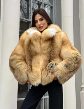 Полушубок из меха альпийской лисы Premium Golden Fox