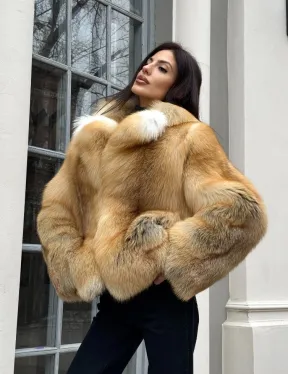 Полушубок из меха альпийской лисы Premium Golden Fox