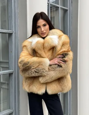 Полушубок из меха альпийской лисы Premium Golden Fox