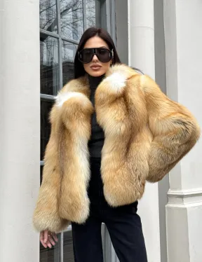 Полушубок из меха альпийской лисы Premium Golden Fox