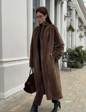 Натуральная шуба пастель из скандинавской норки SAGA FURS SUPERIOR