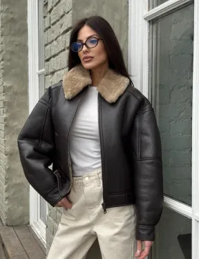 Короткая куртка - дубленка из натуральной овчины кёрли