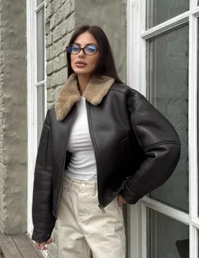 Короткая куртка - дубленка из натуральной овчины кёрли