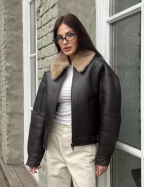 Короткая куртка - дубленка из натуральной овчины кёрли