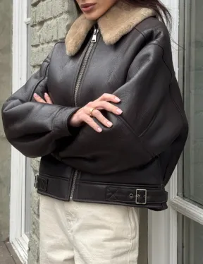 Короткая куртка - дубленка из натуральной овчины кёрли