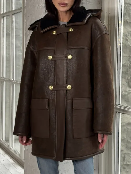 Двухсторонняя дублёнка из овчины с отстегивающимся капюшоном