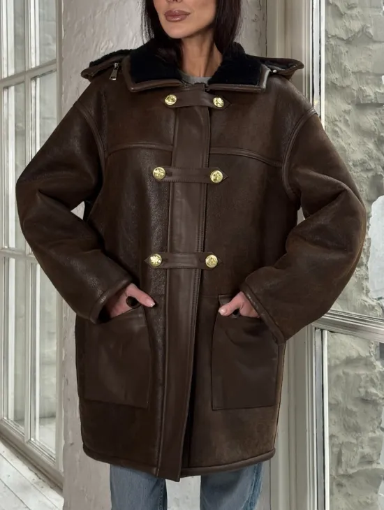 Двухсторонняя дублёнка из овчины с отстегивающимся капюшоном