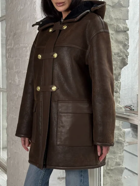 Двухсторонняя дублёнка из овчины с отстегивающимся капюшоном