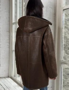 Двухсторонняя дублёнка из овчины с отстегивающимся капюшоном