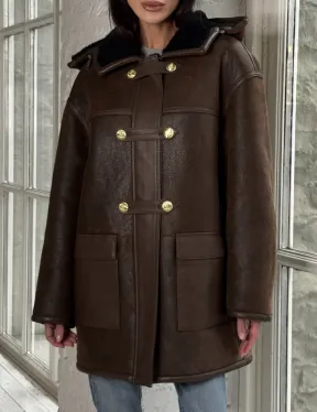 Двухсторонняя дублёнка из овчины с отстегивающимся капюшоном