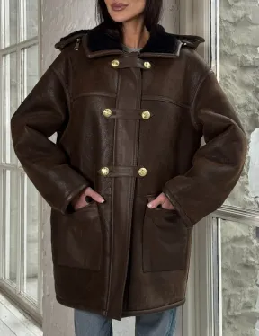 Двухсторонняя дублёнка из овчины с отстегивающимся капюшоном