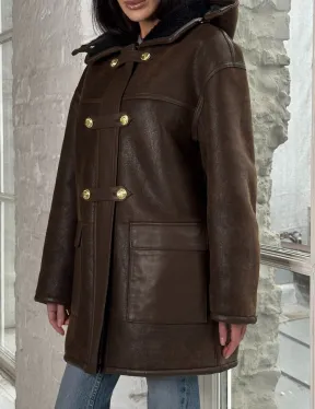 Двухсторонняя дублёнка из овчины с отстегивающимся капюшоном