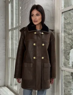 Двухсторонняя дублёнка из овчины с отстегивающимся капюшоном