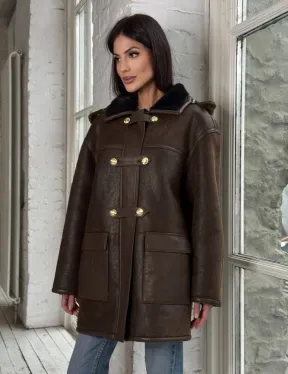 Двухсторонняя дублёнка из овчины с отстегивающимся капюшоном