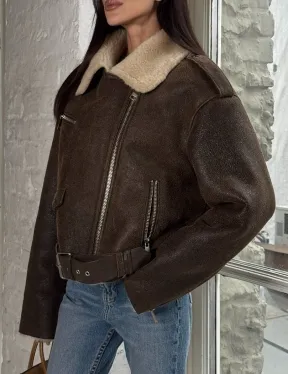 Короткая молодежная косуха-дублёнка из натуральной овчины