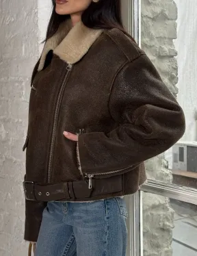 Короткая молодежная косуха-дублёнка из натуральной овчины