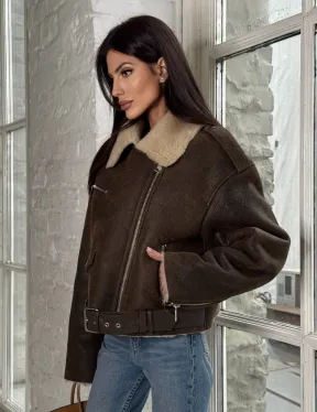 Короткая молодежная косуха-дублёнка из натуральной овчины