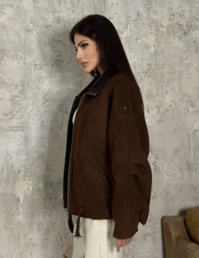 Дубленка - бомбер на молнии из овчины MERINO