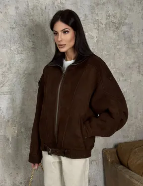 Дубленка - бомбер на молнии из овчины MERINO