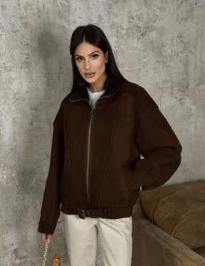 Дубленка - бомбер на молнии из овчины MERINO