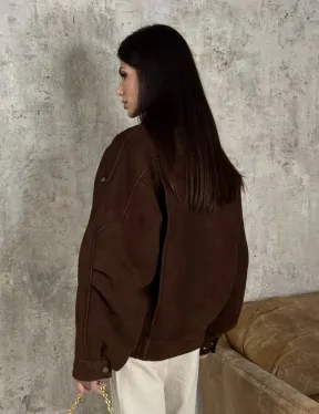 Дубленка - бомбер на молнии из овчины MERINO