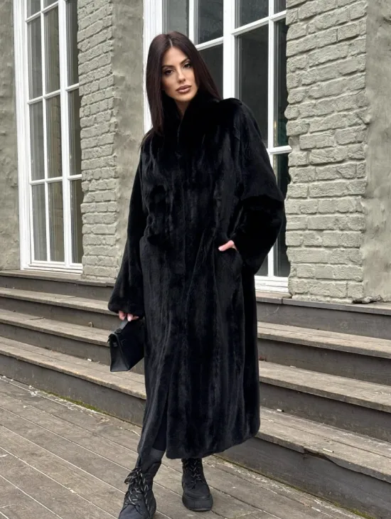 Шуба из аукционной норки «Premium fur» с внутренней резинкой на талии