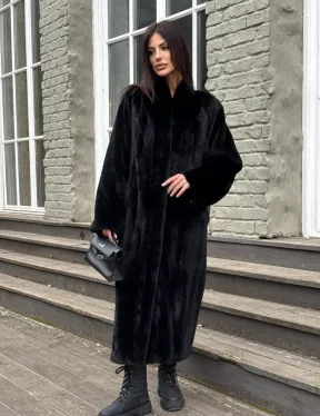 Шуба из аукционной норки «Premium fur» с внутренней резинкой на талии