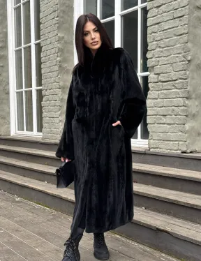 Шуба из аукционной норки «Premium fur» с внутренней резинкой на талии