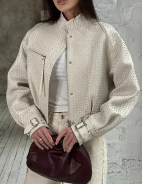 Женская курточка - бомбер из плетеной кожи Ivory