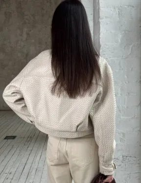 Женская курточка - бомбер из плетеной кожи Ivory