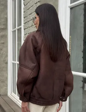 Дубленка - бомбер A LA VINTAGE из овчины мерино с воротником-стойка