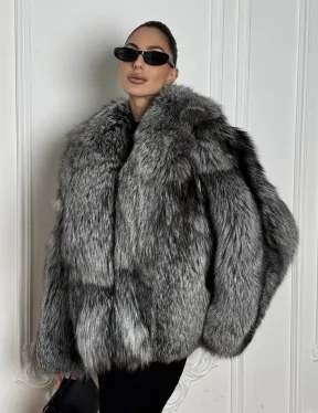 Полушубок из чернобурки A la Vintage с шалевым воротником