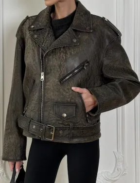 Натуральная женская кожаная косуха в стиле Vintage весна - 2025