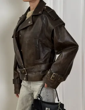 Женская косуха - жилет 2в1 трансформер из натуральной винтажной кожи