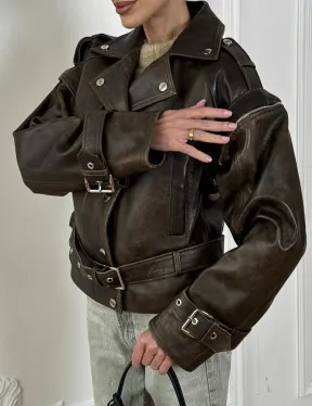 Женская косуха - жилет 2в1 трансформер из натуральной винтажной кожи