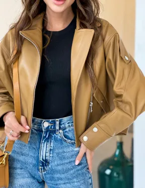 Модная короткая женская курточка в цветет кэмел