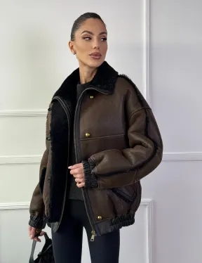 Бомбер - дубленка из натуральной овчины керли 