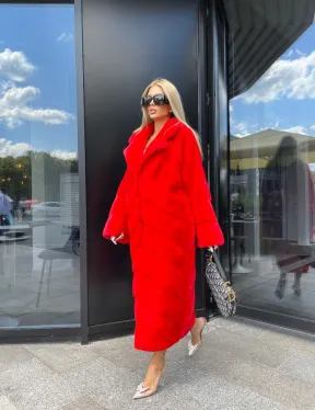 Шуба из норки Velvet в красном цвете