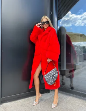 Шуба из норки Velvet в красном цвете