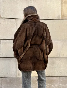 Коричневый норковый полушубок 