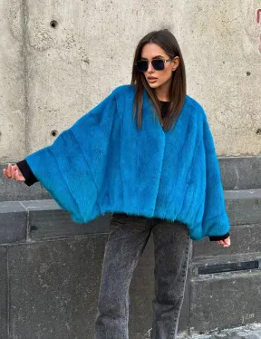 Голубое норковое болеро 