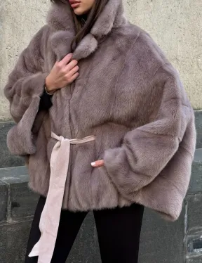 Автоледи из норки под пояс, фасон 