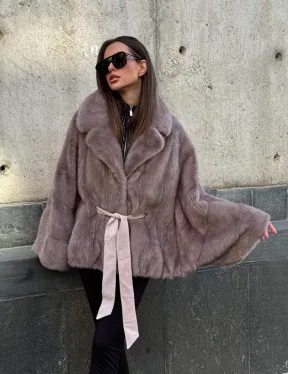 Автоледи из норки под пояс, фасон 